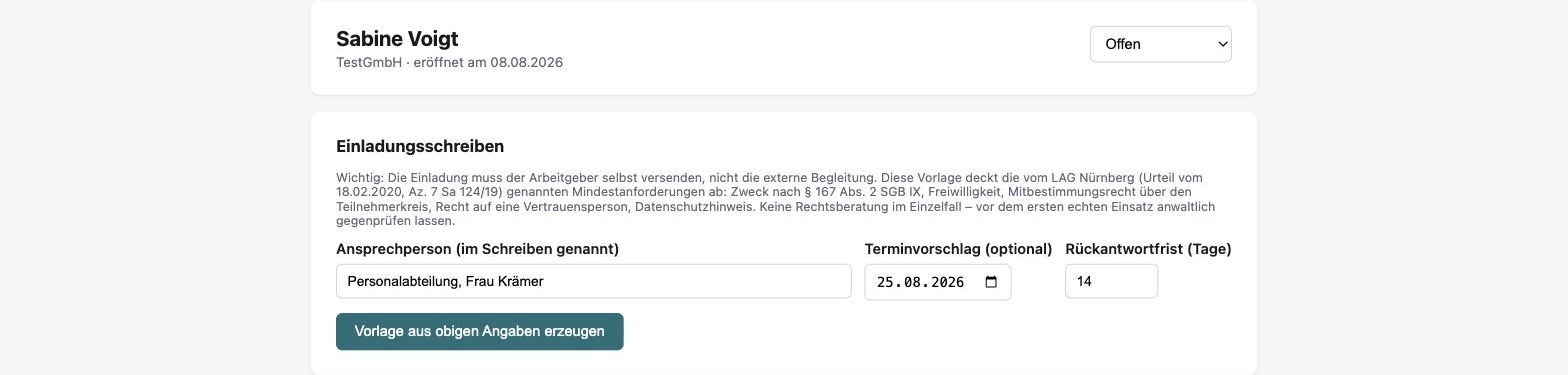 BEMPilot Einladungsschreiben erzeugen